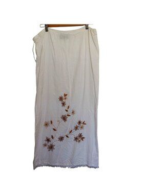 Womens Boho Embroidered Skirt Drawstring Side Slit Beach Resort Festival Y2k